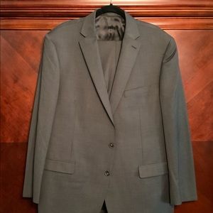 CALVIN KLEIN WOOL SIZE 48L GRAY PLAID SUIT